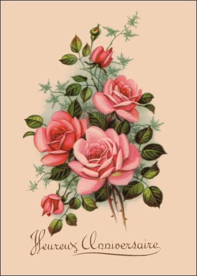 Cartes postales Anniversaire et Animaux : Carte ancienne - Bouquet de fleurs