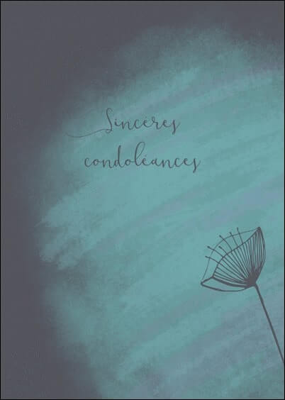 Cartes postales de Condoléances Animaux et Nature : Fleur sur fond turquoise