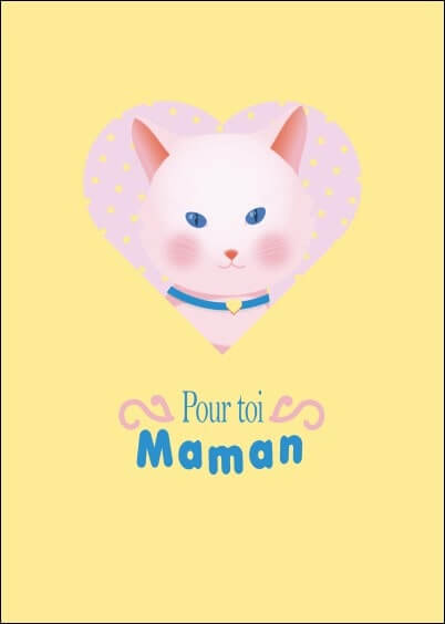 Cartes postales Fête des mères : Petit chat dans un coeur