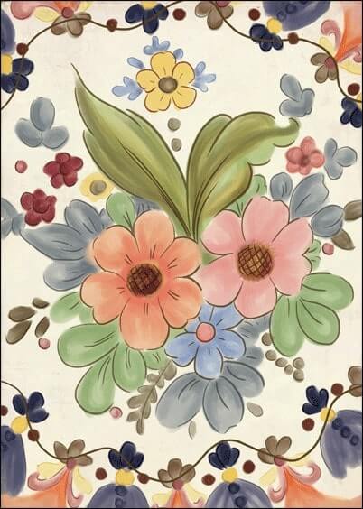 Cartes postales Fleurs et Nature : Plein de fleurs en dessin