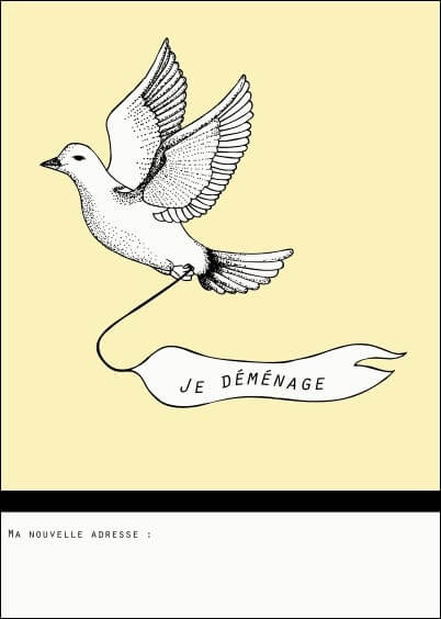 Cartes postales Déménagement : Pigeon déménageur