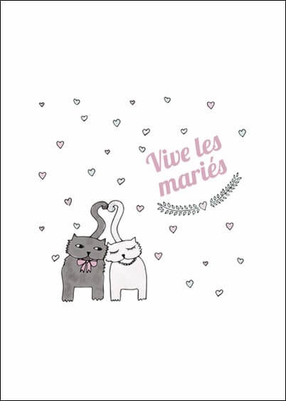 Cartes postales Mariage : Chats - Vive les mariés