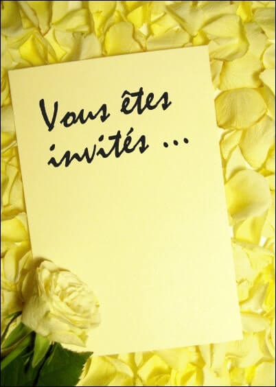 Cartes postales Mariage : Invitation - Roses jaunes