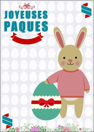 Cartes postales de Pâques : Un lapin trouve un oeuf - Joyeuses Pâques